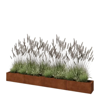 Cortenstål plantekasse XXL - Rektangel - 320 x 30 x 30 cm - Uden bundplade