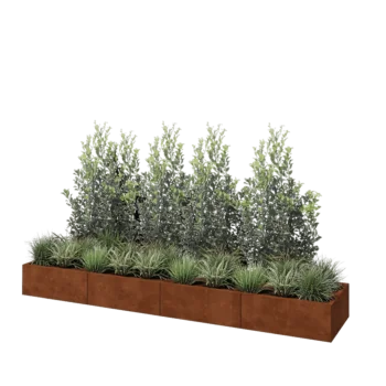 Cortenstål plantekasse XXL - Rektangel - 320 x 60 x 30 cm - Med bundplade