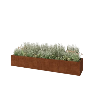 Cortenstål plantekasse XXL - Rektangel - 400 x 80 x 60 cm - Uden bundplade