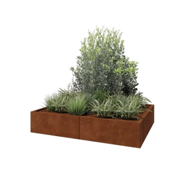 Cortenstål plantekasse XXL - Rektangel - 160 x 120 x 30 cm - Med bundplade