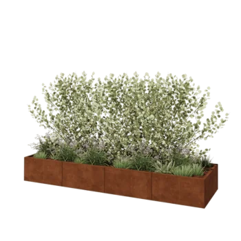 Cortenstål plantekasse XXL - Rektangel - 320 x 80 x 40 cm - Med bundplade