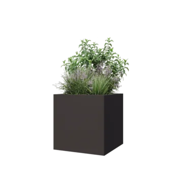 Stål plantekasse - Firkant - 60 x 60 x 60 cm - RAL7016 mat (antracitgrå) - Med bundplade