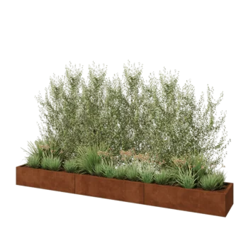 Cortenstål plantekasse XXL - Rektangel - 360 x 50 x 30 cm - Med bundplade