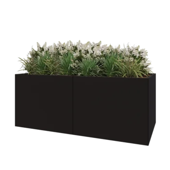 Stål plantekasse XXL - Rektangel - 200 x 100 x 80 cm - RAL9005 mat (sort) - Uden bundplade