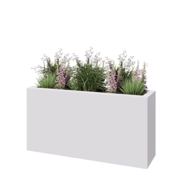 Plantekasse i glasfiber - Rektangel - 120 x 30 x 60 cm - RAL9010 mat (hvid) - Med bund