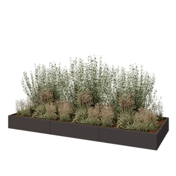 Stål plantekasse XXL - Rektangel - 360 x 120 x 30 cm - RAL7016 mat (antracitgrå) - Med bundplade