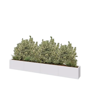 Stål plantekasse XXL - Rektangel - 320 x 30 x 40 cm - RAL9010 mat (hvid) - Med bundplade