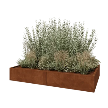Cortenstål plantekasse XXL - Rektangel - 200 x 120 x 30 cm - Med bundplade