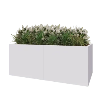 Stål plantekasse XXL - Rektangel - 200 x 100 x 80 cm - RAL9010 mat (hvid) - Med bundplade