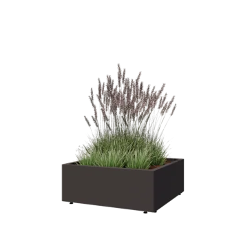 Stål plantekasse - Firkant - 80 x 80 x 30 cm - RAL7016 mat (antracitgrå) - Med bundplade - Med ben
