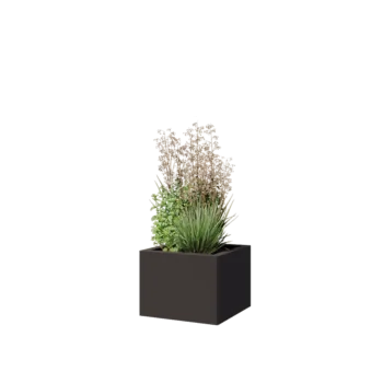 Stål plantekasse - Firkant - 40 x 40 x 30 cm - RAL7016 mat (antracitgrå) - Med bundplade