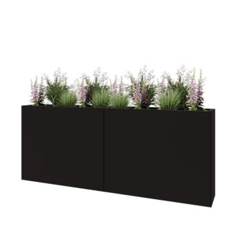 Stål plantekasse XXL - Rektangel - 200 x 30 x 80 cm - RAL9005 mat (sort) - Uden bundplade