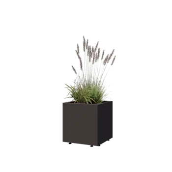 Stål plantekasse - Firkant - 40 x 40 x 40 cm - RAL7016 mat (antracitgrå) - Med bundplade - Med ben