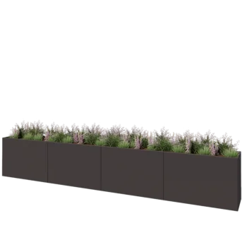 Stål plantekasse XXL - Rektangel - 480 x 50 x 80 cm - RAL7016 mat (antracitgrå) - Med bundplade