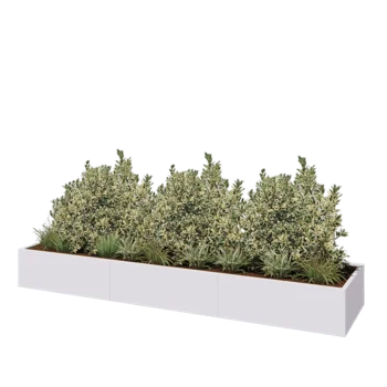 Stål plantekasse XXL - Rektangel - 360 x 80 x 40 cm - RAL9010 mat (hvid) - Uden bundplade