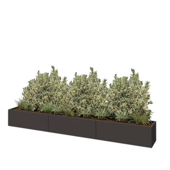 Stål plantekasse XXL - Rektangel - 360 x 40 x 40 cm - RAL7016 mat (antracitgrå) - Uden bundplade