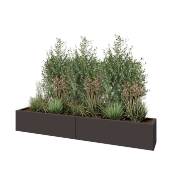 Stål plantekasse XXL - Rektangel - 200 x 30 x 30 cm - RAL7016 mat (antracitgrå) - Med bundplade