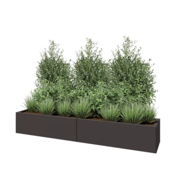 Stål plantekasse XXL - Rektangel - 200 x 40 x 30 cm - RAL7016 mat (antracitgrå) - Med bundplade