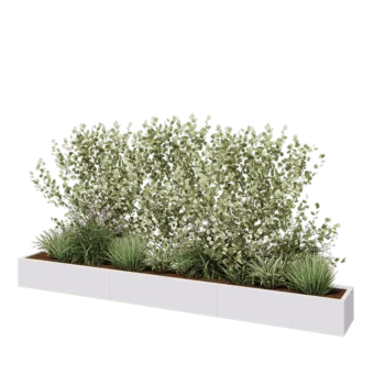 Stål plantekasse XXL - Rektangel - 360 x 40 x 30 cm - RAL9010 mat (hvid) - Uden bundplade