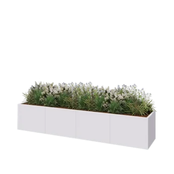 Stål plantekasse XXL - Rektangel - 320 x 60 x 60 cm - RAL9010 mat (hvid) - Uden bundplade