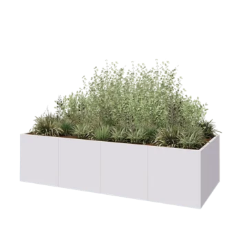 Stål plantekasse XXL - Rektangel - 320 x 120 x 80 cm - RAL9010 mat (hvid) - Uden bundplade
