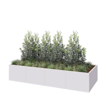 Stål plantekasse XXL - Rektangel - 320 x 120 x 60 cm - RAL9010 mat (hvid) - Uden bundplade