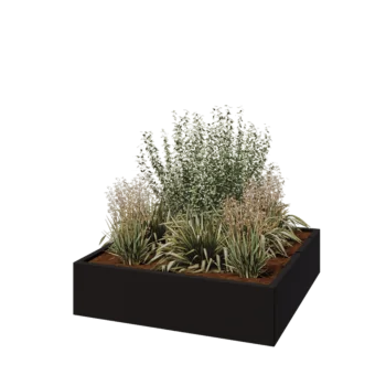 Stål plantekasse - Firkant - 120 x 120 x 30 cm - RAL9005 mat (sort) - Uden bundplade