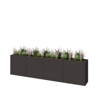 Stål plantekasse XXL - Rektangel - 320 x 40 x 80 cm - RAL7016 mat (antracitgrå) - Med bundplade