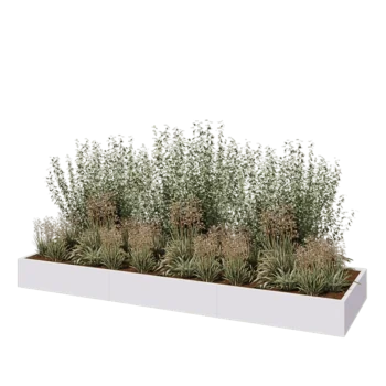 Stål plantekasse XXL - Rektangel - 360 x 100 x 30 cm - RAL9010 mat (hvid) - Uden bundplade
