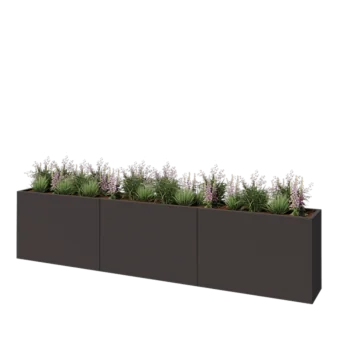 Stål plantekasse XXL - Rektangel - 360 x 40 x 80 cm - RAL7016 mat (antracitgrå) - Uden bundplade