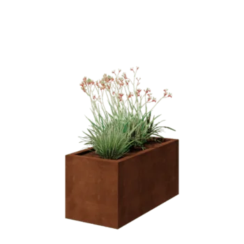 Cortenstål plantekasse - Rektangel - 100 x 50 x 50 cm - Svejset - Med bundplade