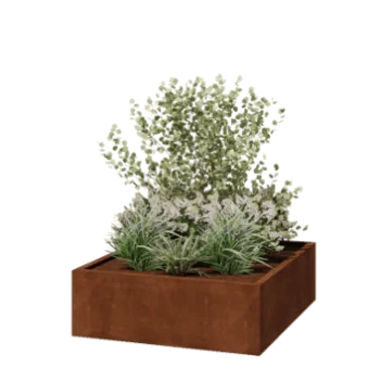 Cortenstål plantekasse - Firkant - 120 x 120 x 40 cm - Svejset - Med bundplade