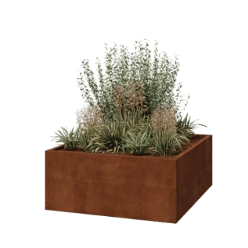 Cortenstål plantekasse - Firkant - 140 x 140 x 60 cm - Svejset - Uden bundplade