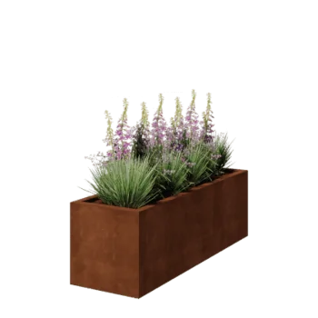 Cortenstål plantekasse - Rektangel - 150 x 50 x 50 cm - Svejset - Med bundplade