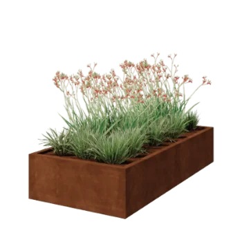 Cortenstål plantekasse - Rektangel - 200 x 100 x 40 cm - Svejset - Uden bundplade