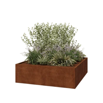 Cortenstål plantekasse - Firkant - 200 x 200 x 60 cm - Svejset - Uden bundplade