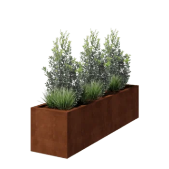 Cortenstål plantekasse - Rektangel - 200 x 50 x 50 cm - Svejset - Med bundplade