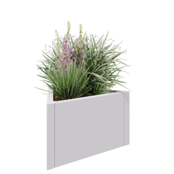 Stål plantekasse - Trekant ligesidet - 70,6 x 61 x 40 cm - RAL9010 mat (hvid) - Uden bundplade