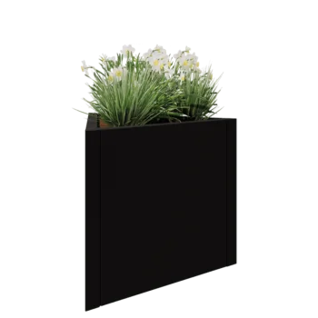 Stål plantekasse - Trekant ligesidet - 70,6 x 61 x 60 cm - RAL9005 mat (sort) - Uden bundplade