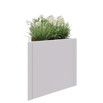 Stål plantekasse - Trekant ligesidet - 70,6 x 61 x 60 cm - RAL9010 mat (hvid) - Uden bundplade