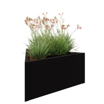Stål plantekasse - Trekant ligesidet - 90,6 x 78,3 x 40 cm - RAL9005 mat (sort) - Uden bundplade