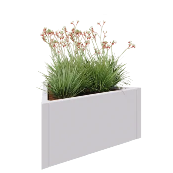 Stål plantekasse - Trekant ligesidet - 90,6 x 78,3 x 40 cm - RAL9010 mat (hvid) - Uden bundplade