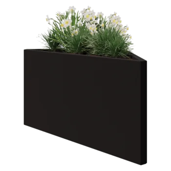 Stål plantekasse - Trekant ligebenet - 112,2 x 60,5 x 60 cm - RAL9005 mat (sort) - Uden bundplade