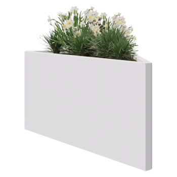 Stål plantekasse - Trekant ligebenet - 112,2 x 60,5 x 60 cm - RAL9010 mat (hvid) - Uden bundplade