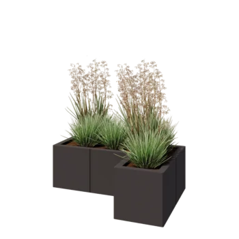 Stål plantekasse - L-formet - 90 x 60 x 30 cm - RAL7016 mat (antracitgrå) - Med bundplade