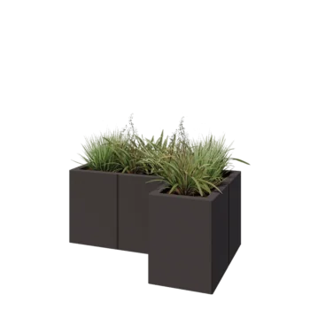 Stål plantekasse - L-formet - 90 x 60 x 40 cm - RAL7016 mat (antracitgrå) - Med bundplade