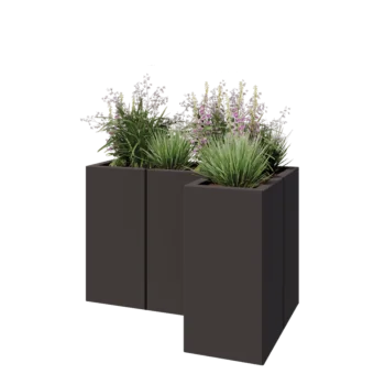 Stål plantekasse - L-formet - 90 x 60 x 60 cm - RAL7016 mat (antracitgrå) - Med bundplade