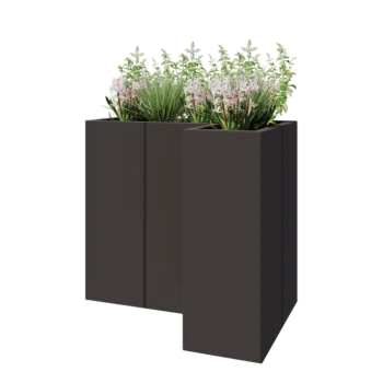 Stål plantekasse - L-formet - 90 x 60 x 80 cm - RAL7016 mat (antracitgrå) - Uden bundplade