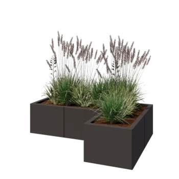 Stål plantekasse - L-formet - 120 x 80 x 30 cm - RAL7016 mat (antracitgrå) - Med bundplade