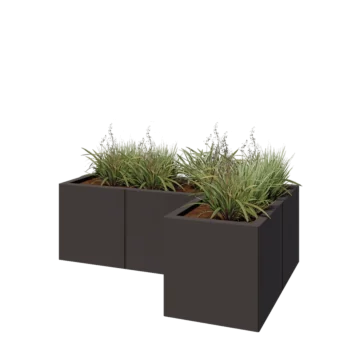 Stål plantekasse - L-formet - 120 x 80 x 40 cm - RAL7016 mat (antracitgrå) - Med bundplade